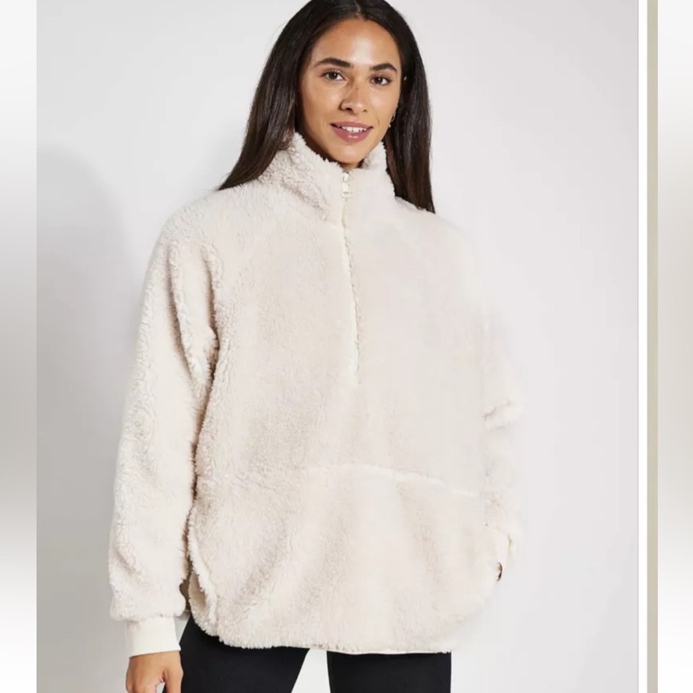 Beyond Yoga Cream Sherpa Half-Zip Pullover - Picture 5 of 13